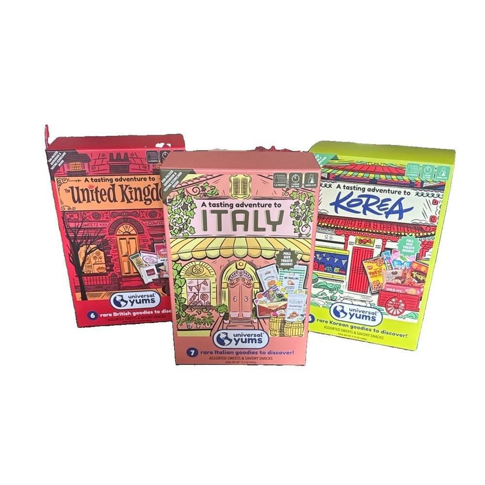 NEW sealed Universal Yums - A Tasting Adventure to ITALY, UNITED KINGDOM, KOREA